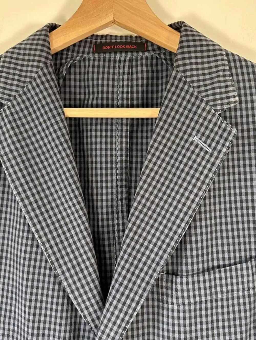 The Gigi Made in Italy Cotton Check Blazer Sport Coat Size 56 Blue Gray US46